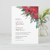 Elegante Rode Bloemen Poinsettia Vakantie Huwelijk Kaart (Staand voorkant)