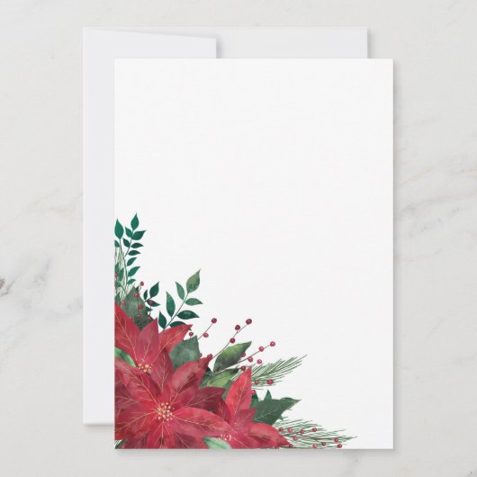 Elegante Rode Bloemen Poinsettia Vakantie Huwelijk Kaart (Achterkant)