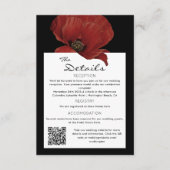 Elegante Rode Bloemen QR Code Bruiloft Gast Detail Informatiekaartje (Voorkant)