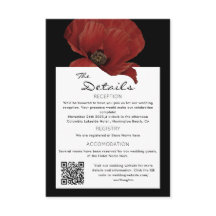 Elegante Rode Bloemen QR Code Bruiloft Gast Detail