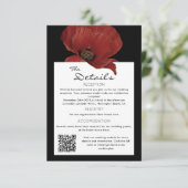 Elegante Rode Bloemen QR Code Bruiloft Gast Detail Informatiekaartje (Staand voorkant)