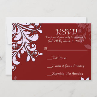 Elegante Rode Bloemen Swirls Ontwerp RSVP-kaart Kaart