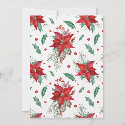 Elegante Rode Bloemen Waterverf Kerstuitnodiging Kaart (Achterkant)