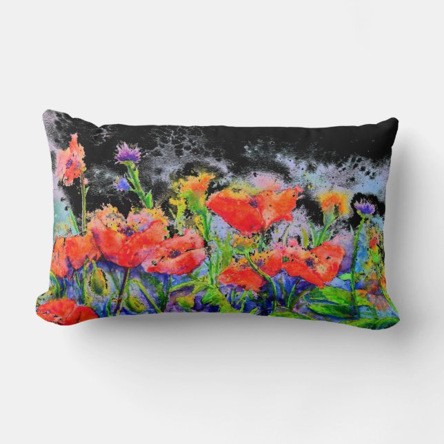 Elegante rode bloemen waterverf schilderen rode pa kussen (Voorkant)
