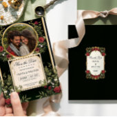 Elegante Rode Bloemen Zwart en Goud Bewaar de Datu Kaart