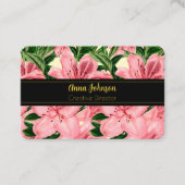 Elegante rode bloemenachtergrond gepersonaliseerde visitekaartje (Voorkant)