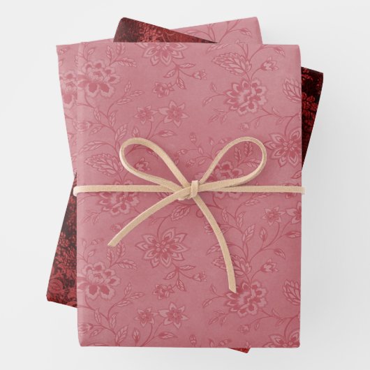 Elegante rode bloemenbruiloft inpakpapier vel (In situ)