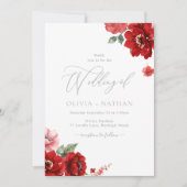 Elegante rode bloemenbruiloft kaart (Voorkant)