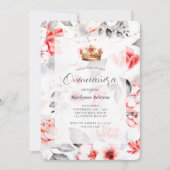 Elegante rode bloemenquinceañera kaart (Voorkant)