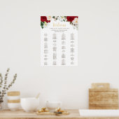 Elegante rode bloemenquinceañera zitkaart poster (Keuken)