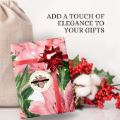 Elegante Rode Bloemense Custom Bedrijfsnaam Ronde Sticker