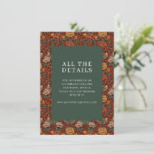 Elegante Rode Bloemgrens Informatiekaartje (Staand voorkant)
