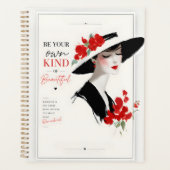 Elegante Rode Bloemhoed Mode Planner (Voorkant)