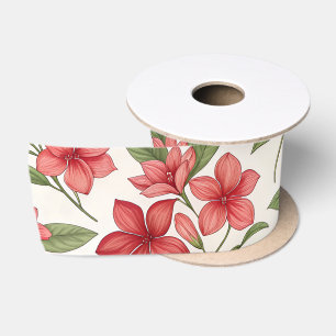 Elegante Rode Bloemige Botanische Bloemen Satijnen Lint