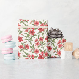 Elegante Rode Bloemige Botanische Bloesems Cadeaupapier