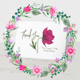 Elegante Rode Bloemige Cosmos Bruidsmeisjesfeest Bedankkaart