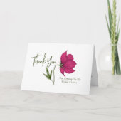 Elegante rode bloemige Cosmos bruiloftsborrel Bedankkaart (Voorkant)