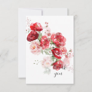 Elegante Rode Bloemige Eenvoudige Aangepaste Bedankkaart