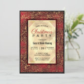 Elegante rode bloemige faux gouden Kerstmis Kaart (Staand voorkant)