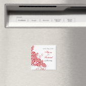 Elegante rode bloemige paisley bewaar de datum magneet (Insitu (Vaatwasser))