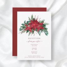 Elegante Rode Bloemige Poinsettia Kerst Huwelijk