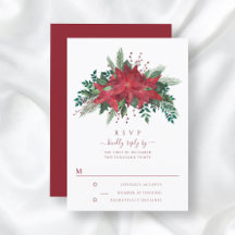 Elegante Rode Bloemige Poinsettia Kerst Huwelijk