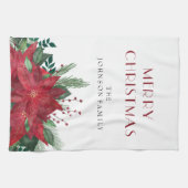 Elegante rode bloemige poinsettia Kerstmis Theedoek (Horizontaal)