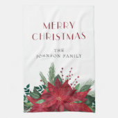 Elegante rode bloemige poinsettia Kerstmis Theedoek (Verticaal)