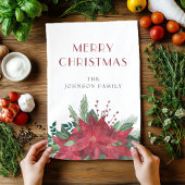 Elegante rode bloemige poinsettia Kerstmis Theedoek