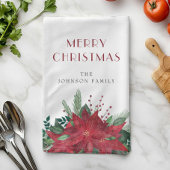 Elegante rode bloemige poinsettia Kerstmis Theedoek