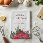 Elegante rode bloemige poinsettia Kerstmis Theedoek