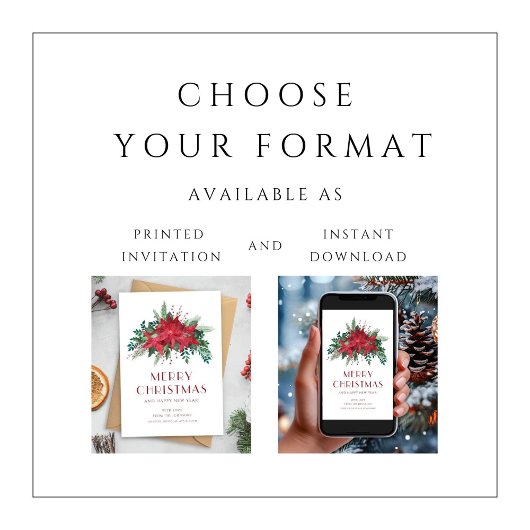 Elegante rode bloemige poinsettia Vrolijk kerstfee Feestdagenkaart