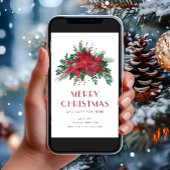 Elegante rode bloemige poinsettia Vrolijk kerstfee Feestdagenkaart