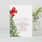 Elegante Rode Bloemige Waterverf Kerst Uitnodiging (Staand voorkant)