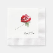 Elegante rode bloemstengel gepersonaliseerde bruil servet (Voorkant)