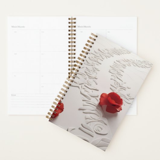 Elegante Rode Bloesem Pad Bloemkunst Planner (Display)