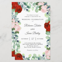 Elegante rode blos rozengroen bruiloftsinvatie