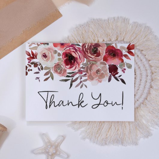Elegante Rode Blush Bloemrozen Bedankkaart
