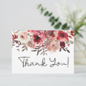 Elegante Rode Blush Bloemrozen Bedankkaart (Staand voorkant)