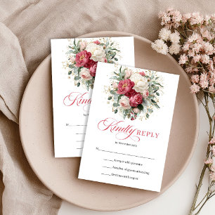 Elegante Rode Blush Boho Trouw RSVP Kaart