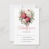 Elegante Rode Blush Boho Trouw RSVP Kaart (Voorkant)