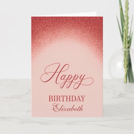 Elegante Rode Blush Gradiënt Verjaardag Kaart (Voorkant)