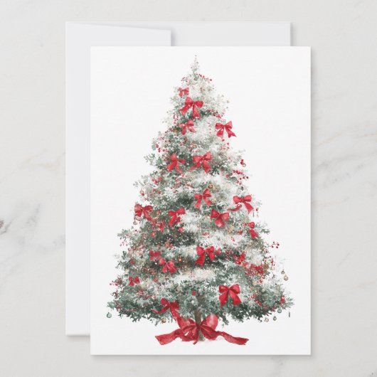 Elegante Rode Bogen Kerstboom QR Code Party Kaart (Achterkant)