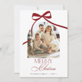 Elegante rode boog boog boog foto Vrolijk kerstfee Feestdagenkaart (Voorkant)