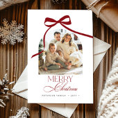 Elegante rode boog boog boog foto Vrolijk kerstfee Feestdagenkaart