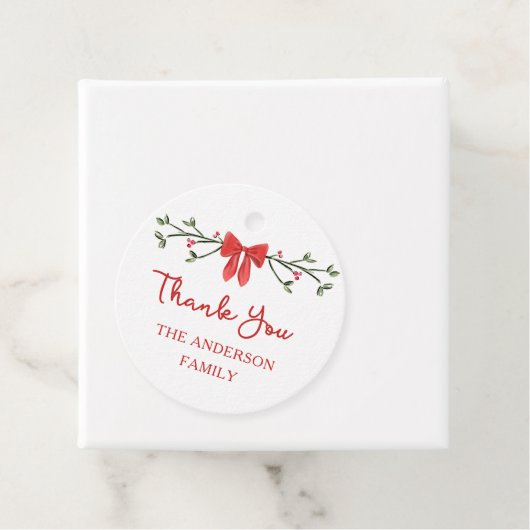 Elegante rode boog gepersonaliseerde kerst bedankt bedankjes labels (In situ)