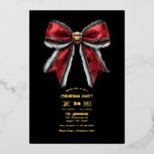 Elegante rode boog & gouden folie kerstfeest folie uitnodiging (Voorkant)