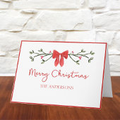 Elegante rode boog & Holly gepersonaliseerde kerst Kaart