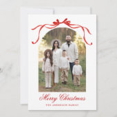 Elegante rode boog kerst 4 foto feestdagenkaart (Voorkant)