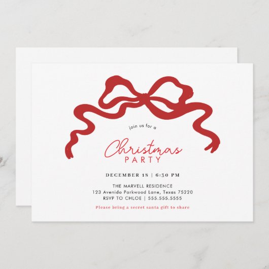 Elegante rode boog kerstfeest uitnodiging (Voorkant / Achterkant)